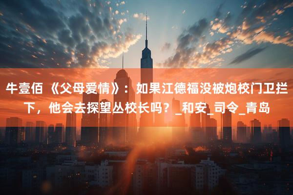 牛壹佰 《父母爱情》：如果江德福没被炮校门卫拦下，他会去探望丛校长吗？_和安_司令_青岛